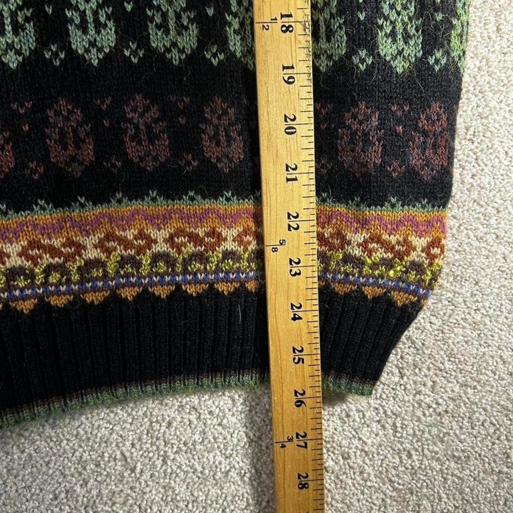 Vintage women's black multicolor striped patterned pastel cottage knit sweater - Picture 5 of 6